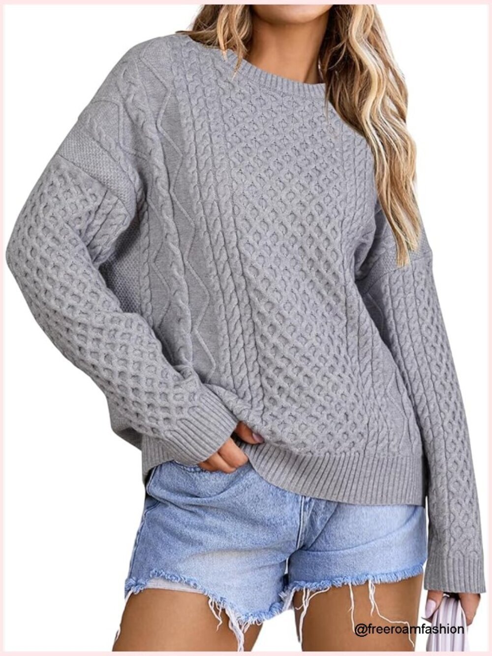 Women's Chunky Oversized Cable Knit Pullover Sweater Wool Blend